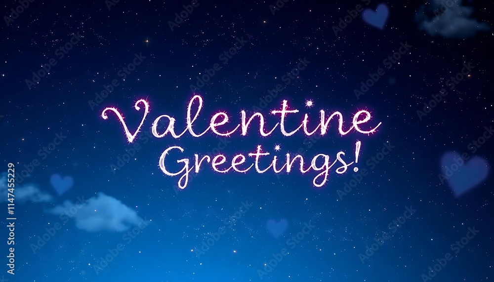 Fototapeta premium Sparkling Valentine Greetings Night Sky Message