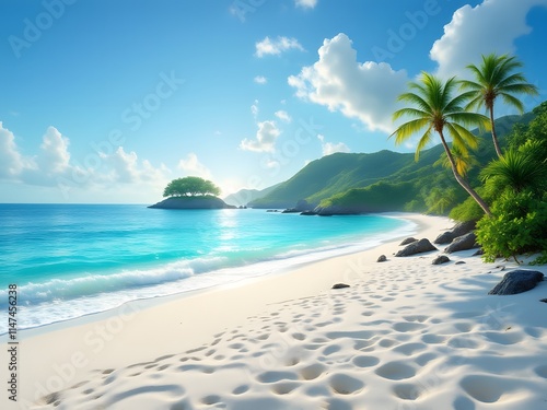 Wallpaper Mural Serene Tropical Beach Idyllic Island Palms White Sand Azure Ocean Torontodigital.ca