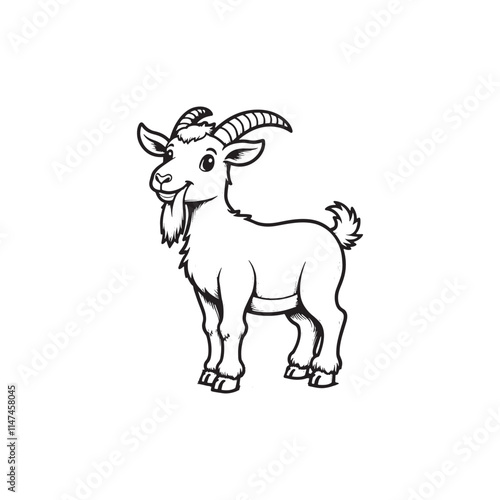 Goat line art on white backgroun