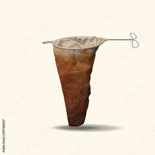 Nanyang Kopitiam Coffee Filter Cloth Bag Illustration.