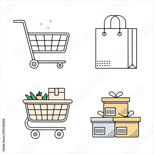 cart and shopping icons vector eps editable file