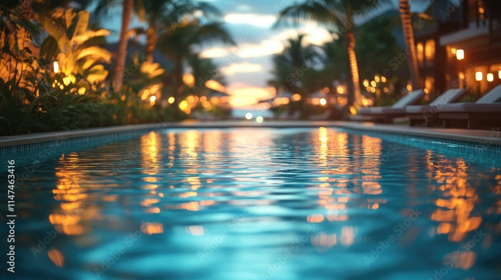 Serene Sunset Poolside at Tropical Resort Serene Sunset Poolside at Tropical Resort