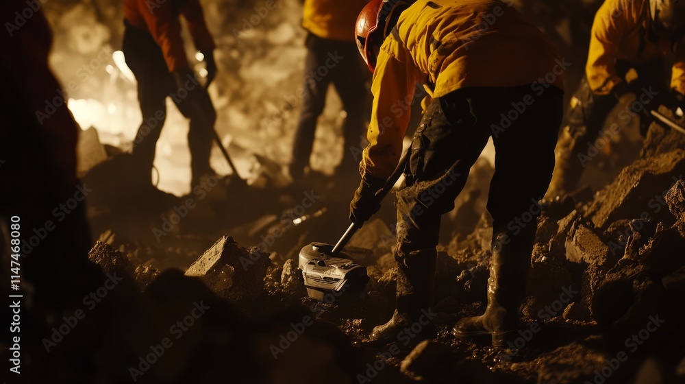 Search team meticulously sifting through debris and rubble, demonstrating unwavering dedication and teamwork in the face of challenging circumstances. Search team meticulously sifting through debris and rubble, demonstrating unwavering dedication and teamwork in the face of challenging circumstances.