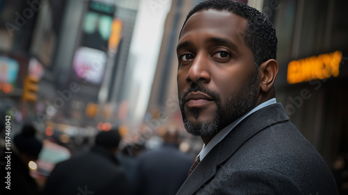 Close-up portrait of serious looking elegant black gentleman 