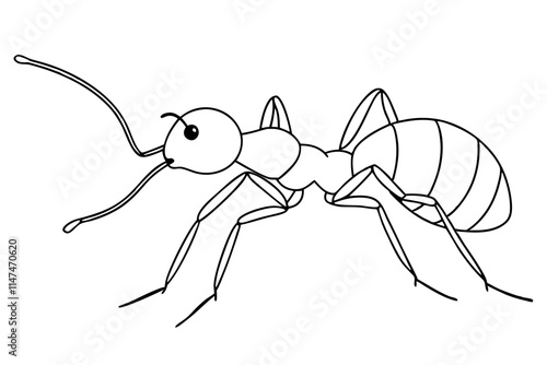Ant Line Drawing Silhouette Clean and Minimalist Vector Art