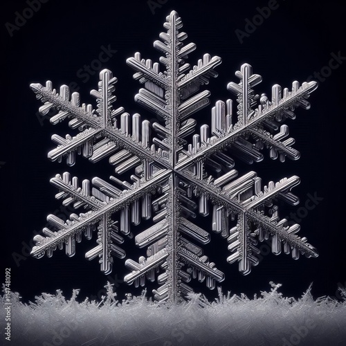 Snowflake Formation Detail Illustrate the formation of a snowfla photo