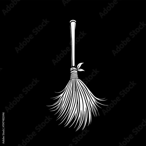 Witch's broom icon vector . Broom illustration sign collection. Witch symbol.