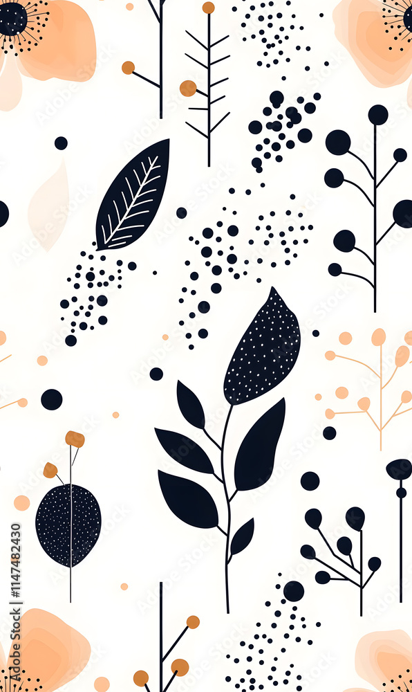 floral flower and leaf elements modern doodle illustrator seamless pattern for wallpaper or background floral flower and leaf elements modern doodle illustrator seamless pattern for wallpaper or background