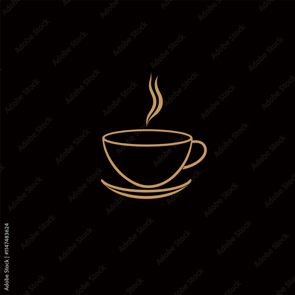 Coffee cup logo, Simple Coffee Cup with smoke Silhouette vector illustration, Coffee cup logo, Simple Coffee Cup with smoke Silhouette vector illustration,