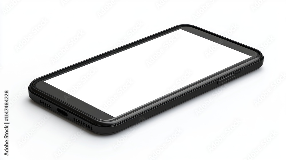 Black smartphone with blank screen isolated on white background. Black smartphone with blank screen isolated on white background.
