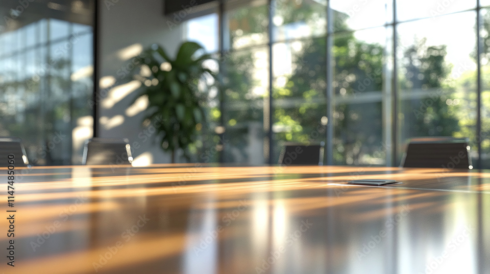 Obraz premium Sunlit Modern Conference Table in a Bright Office Space