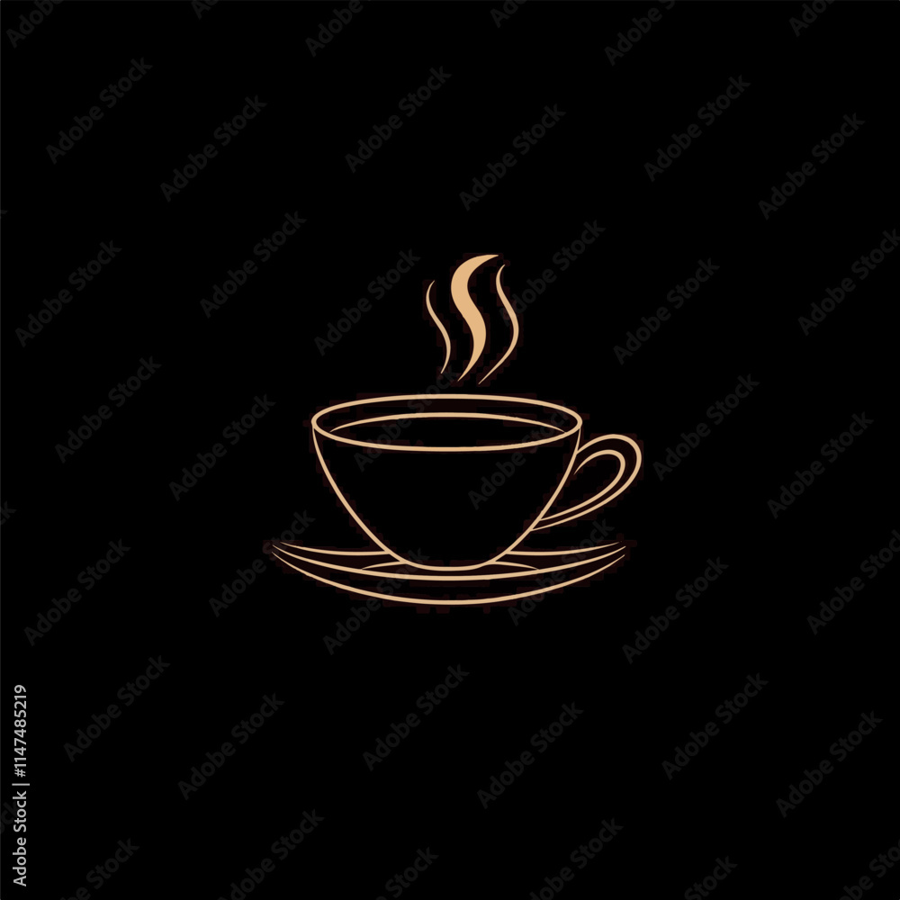 Coffee cup logo, Simple Coffee Cup with smoke Silhouette vector illustration, Coffee cup logo, Simple Coffee Cup with smoke Silhouette vector illustration,