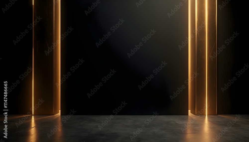 A modern and elegant composition featuring a deep black background with geometric A modern and elegant composition featuring a deep black background with geometric