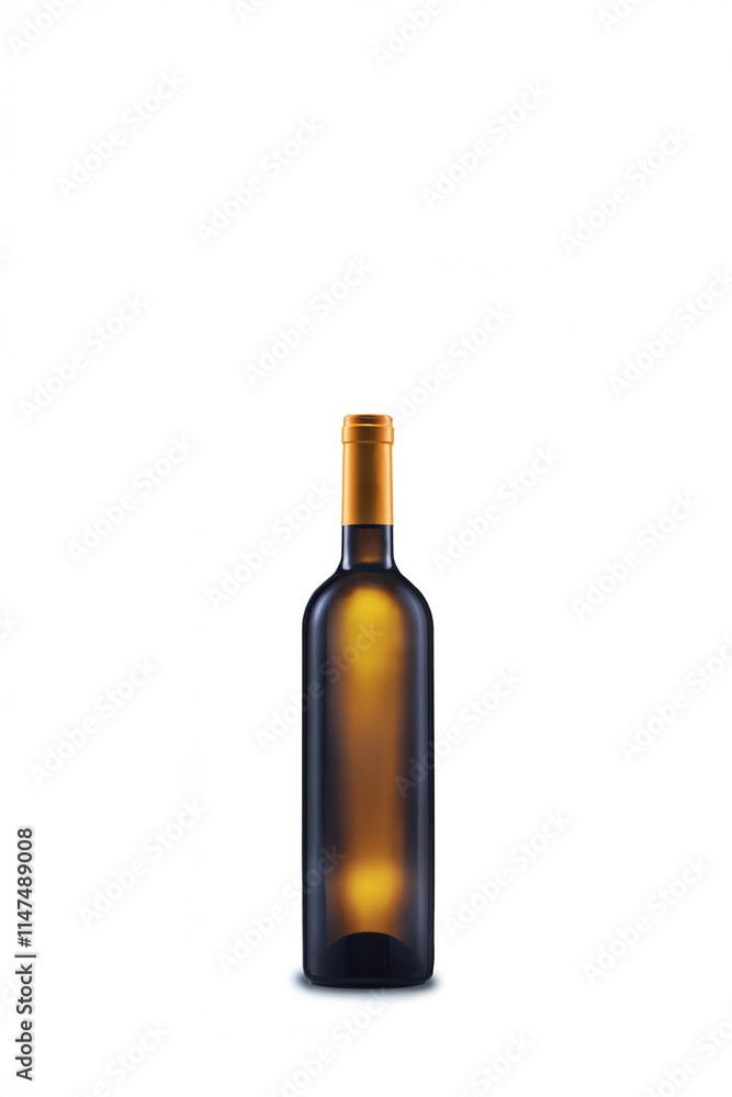 A bottle of wine against a pure white background A bottle of wine against a pure white background