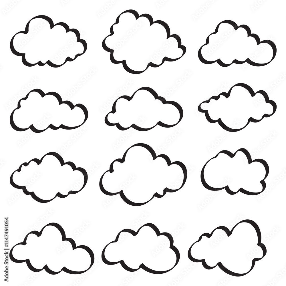 Set of cloud doodle vector Set of cloud doodle vector