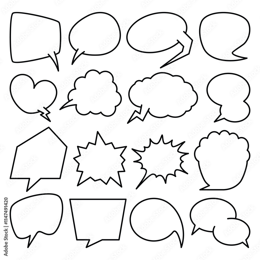 Fototapeta premium Set of speech bubble doodle vector