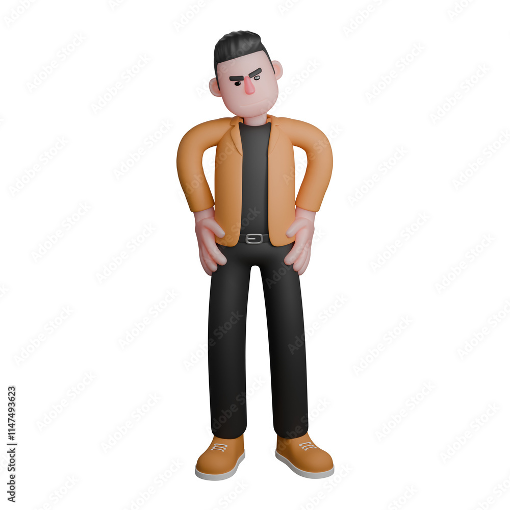 Film Director Cartoon Professional Creative 3D Model. A male director sits with both hands on his waist. Illustration Design Film Director Cartoon Professional Creative 3D Model. A male director sits with both hands on his waist. Illustration Design