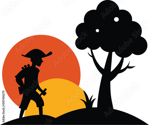 Silhouette pirate tree t-shart design