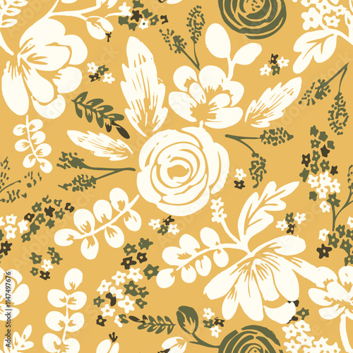 seamless abstract flower pattern on muster background photo