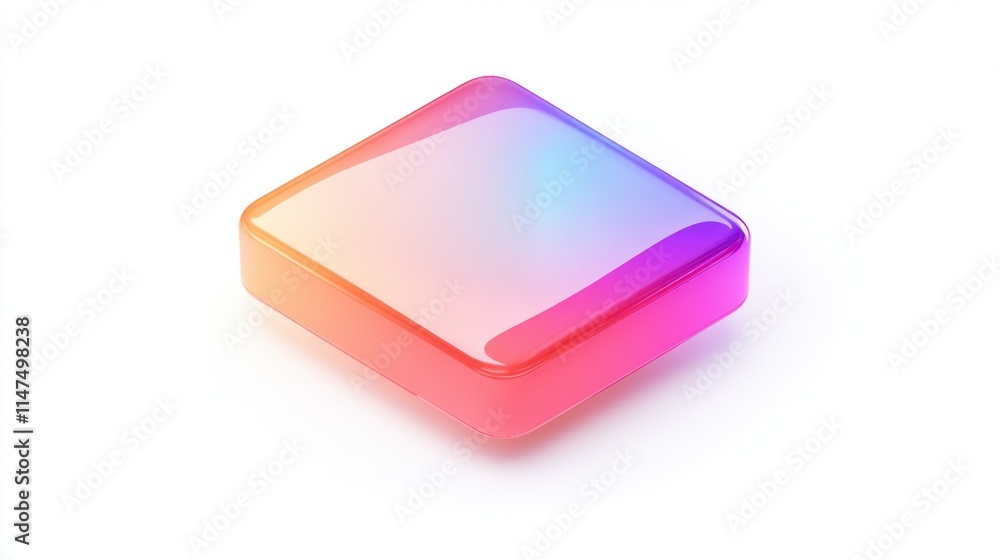 A vibrant 3D icon with an iridescent gradient color scheme, featuring smooth, reflective surfaces, floating on a clean white background A vibrant 3D icon with an iridescent gradient color scheme, featuring smooth, reflective surfaces, floating on a clean white background