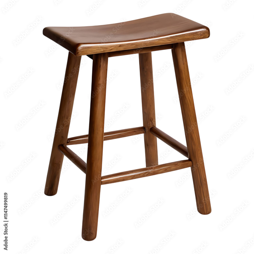 Wooden bar stool with a square seat. Wooden bar stool with a square seat.