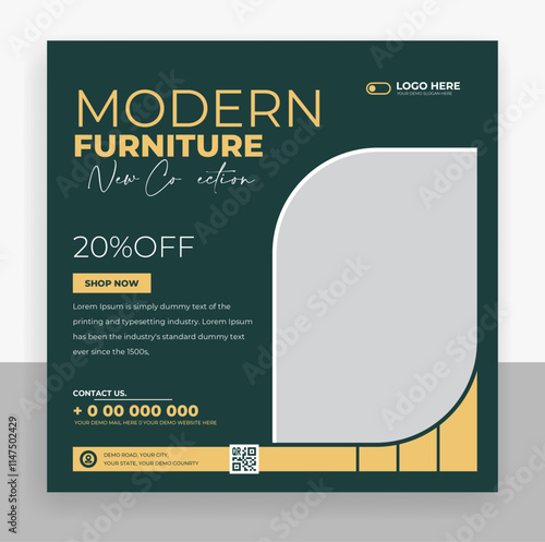 Modern furniture social media post banner template