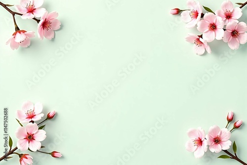 柔らかな春の息吹を感じる桜のブランチフレーム - Delicate Cherry Blossom Branch Frame for Spring Inspiration