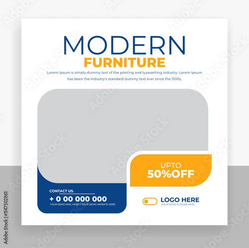 Modern furniture social media post banner template