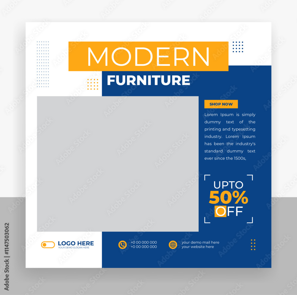 Naklejka premium Modern furniture social media post banner template