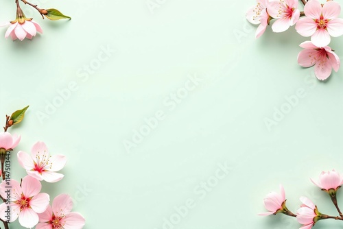 日本の春を象徴する桜の花フレーム - Traditional Japanese Cherry Blossom Frame with Minimalist Design