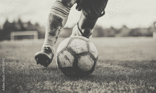 Football players, vintage old photo, soccer game, generated ai 