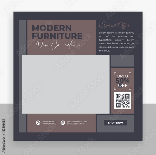 Modern furniture social media post banner template