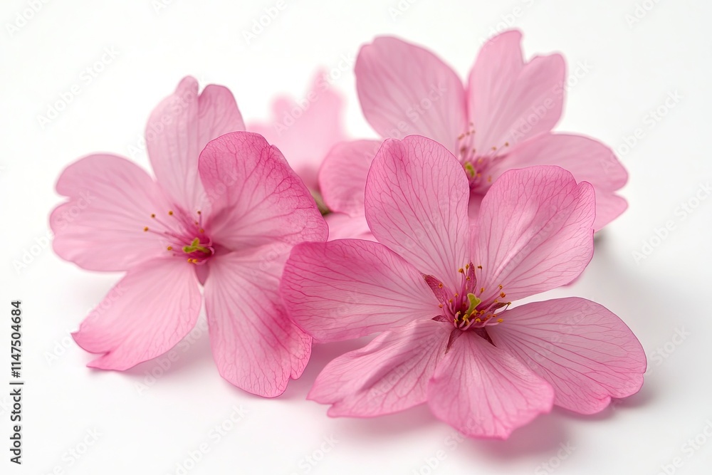 Pink cherry blossom on white background, isolated Sakura tree branch Pink cherry blossom on white background, isolated Sakura tree branch