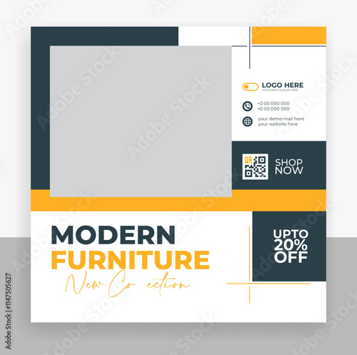 Modern furniture social media post banner template