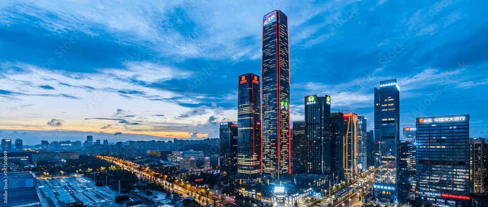 Fototapeta premium Scenery of the CBD Skyline in Guiyang International Financial Center, Guizhou Province, China 