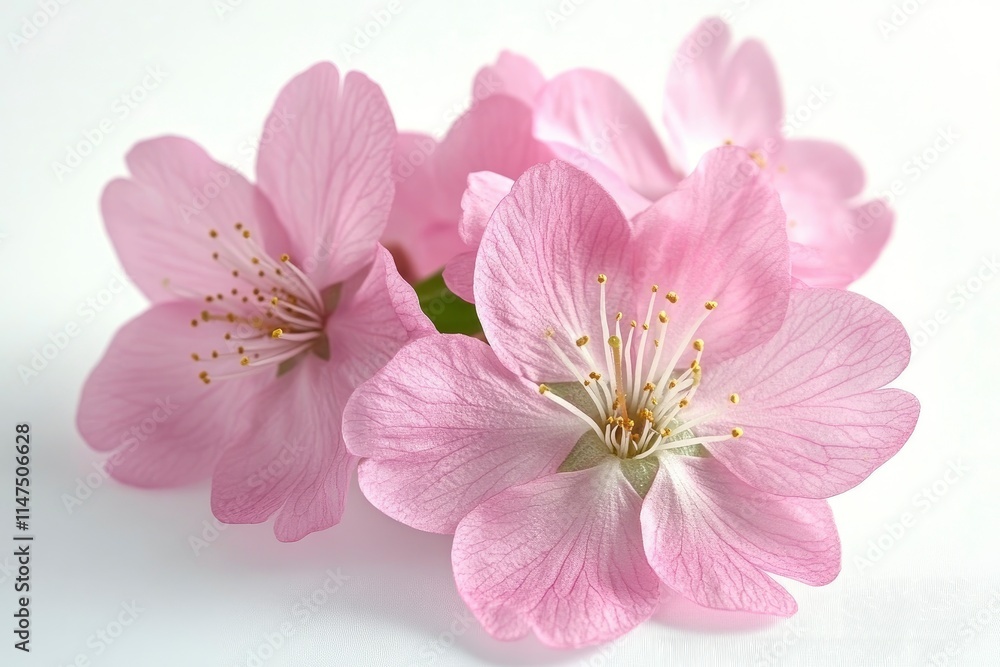 Pink cherry blossom on white background, isolated Sakura tree branch Pink cherry blossom on white background, isolated Sakura tree branch