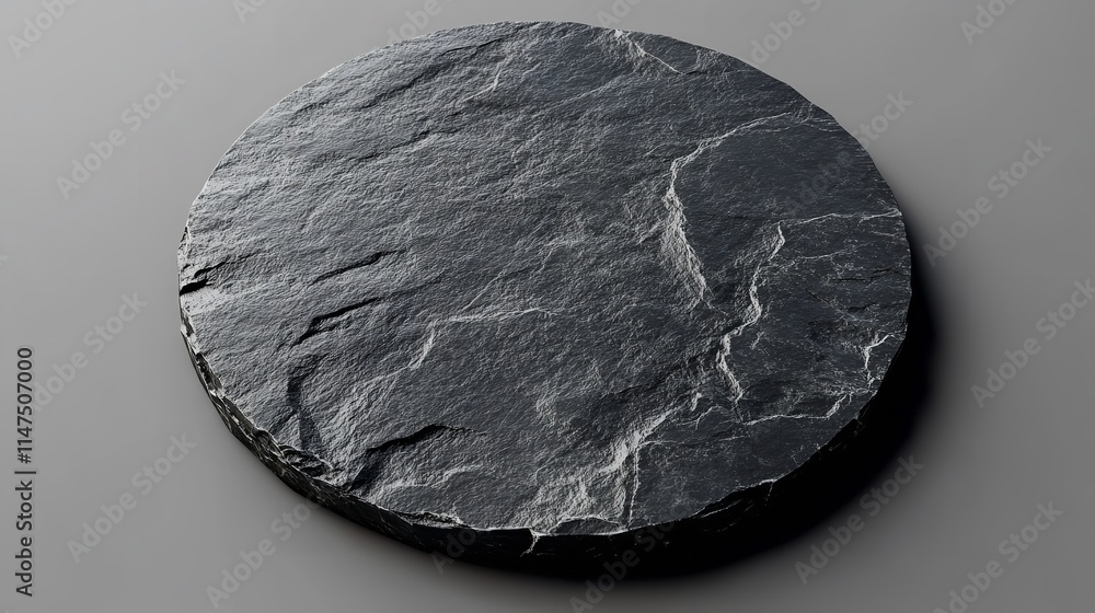 High-Contrast Rock Plate Elegantly Presented on a Monochrome Backdrop High-Contrast Rock Plate Elegantly Presented on a Monochrome Backdrop