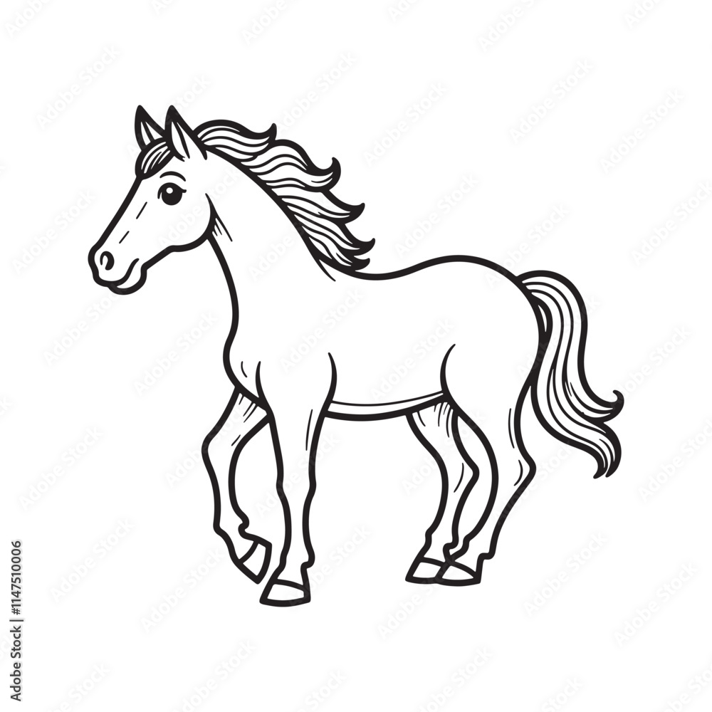 Horse line art on white backgroun Horse line art on white backgroun