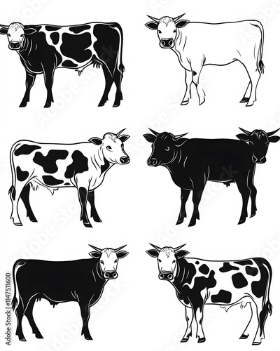 Cows Farm Life and Cows milk in Doodle Pop Art and Realism Styles for advertising photo