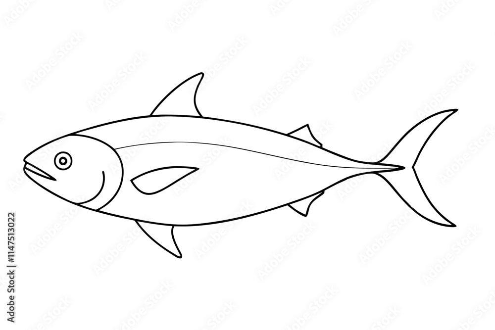 Fototapeta premium Minimalist Tuna Line Art Vector Illustration for Ocean-Inspired Designs