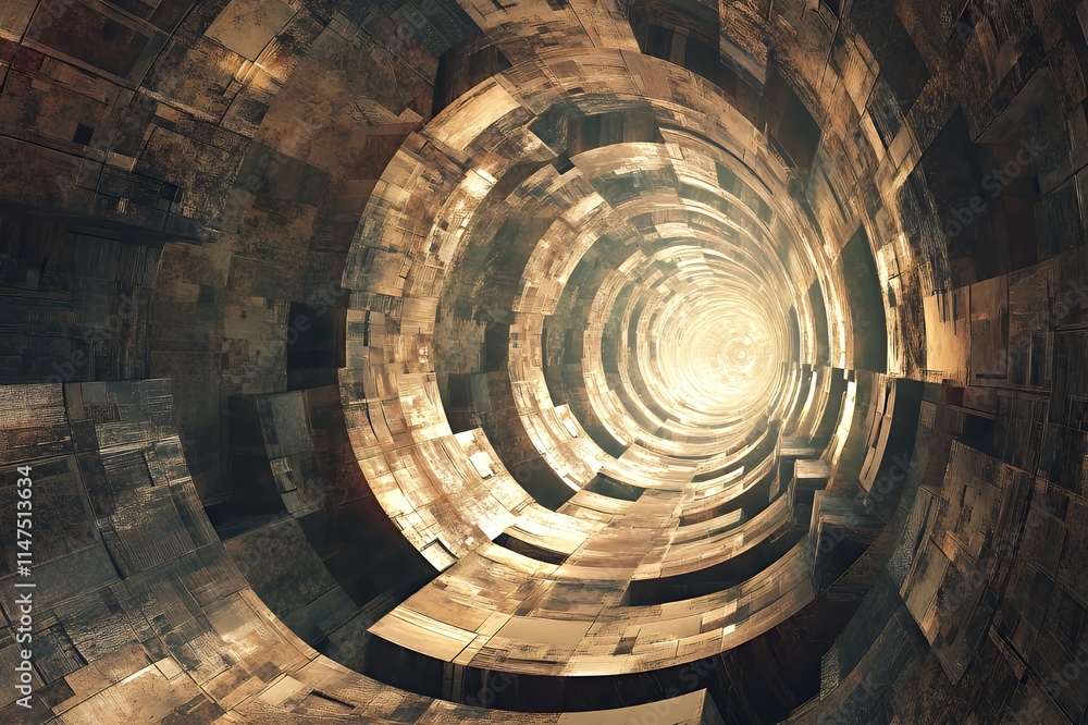 Abstract Golden Brown Swirling Tunnel Design Abstract Golden Brown Swirling Tunnel Design