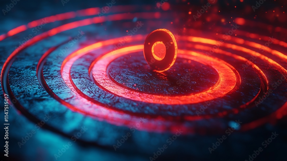 Illuminated ring pulsating in circular waves digital art dark space Illuminated ring pulsating in circular waves digital art dark space