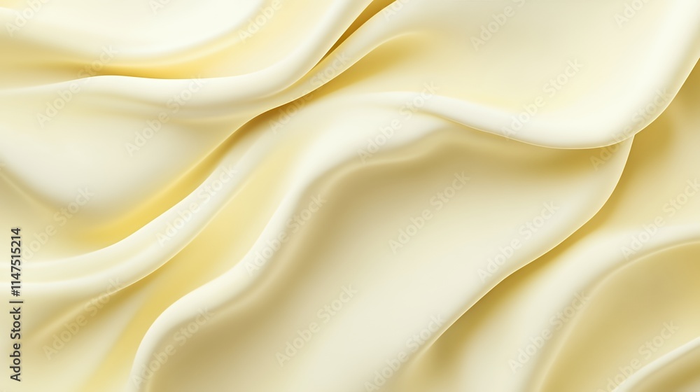 Fototapeta premium Creamy Yellow Silk Fabric Draped Softly