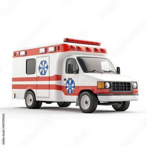 Wallpaper Mural Classic White Emergency Ambulance with Red Stripes and Flashing Lights Ready for Quick Medical Response in Urban Settings Torontodigital.ca