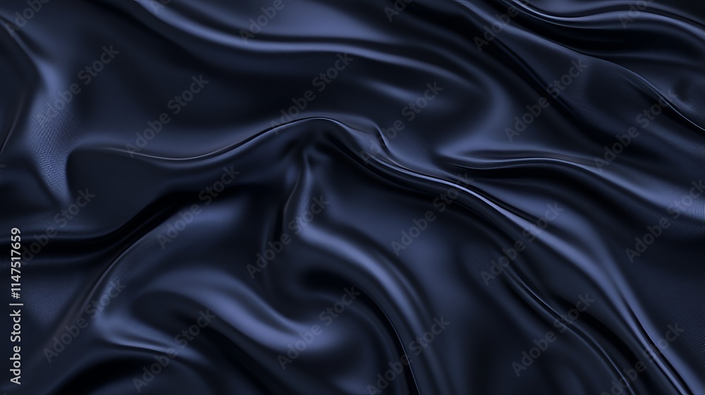 Fototapeta premium Dark Blue Silk Fabric Draped Softly Elegant Waves