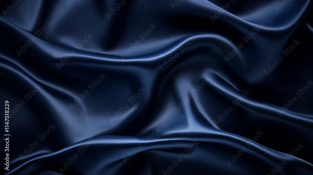 Deep Blue Satin Draped Luxuriously Soft Fabric Deep Blue Satin Draped Luxuriously Soft Fabric