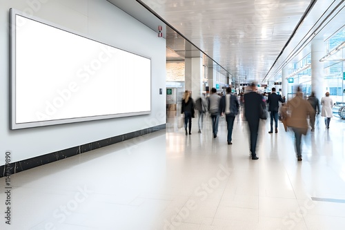 Blank Advertisement In Modern Building Hallway