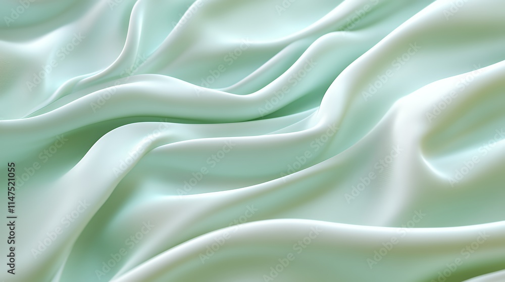 Fototapeta premium Smooth Pale Green Silk Fabric Draped Softly