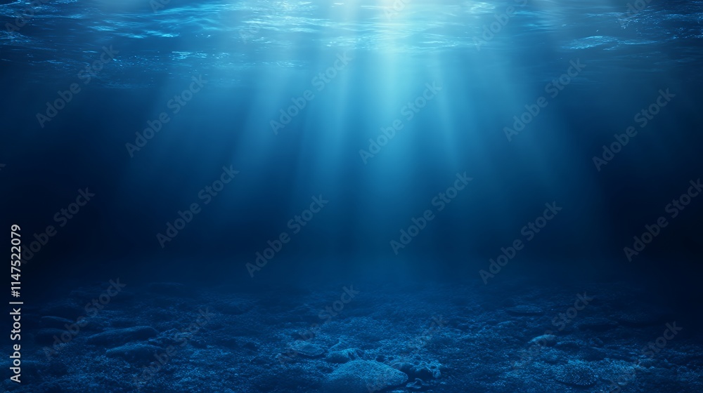 Sunbeams Illuminate Deep Ocean Floor Scene Sunbeams Illuminate Deep Ocean Floor Scene