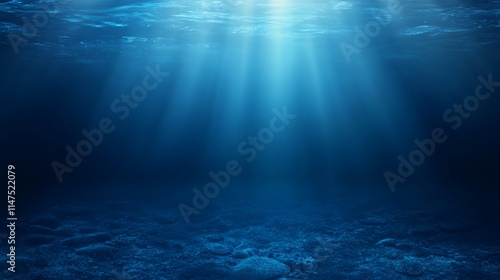 Sunbeams Illuminate Deep Ocean Floor Scene